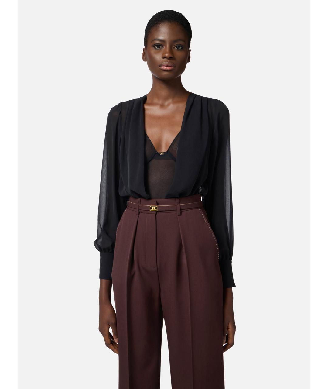 ELISABETTA FRANCHI Черное шелковое боди, фото 4