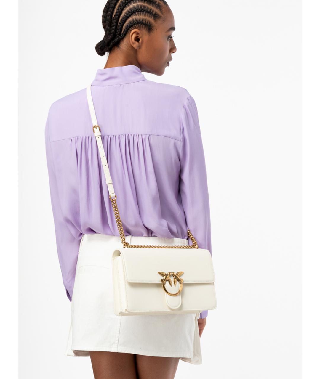 PINKO Белая кожаная сумка через плечо, фото 3