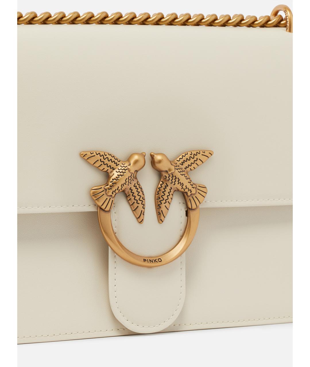 PINKO Белая кожаная сумка через плечо, фото 4