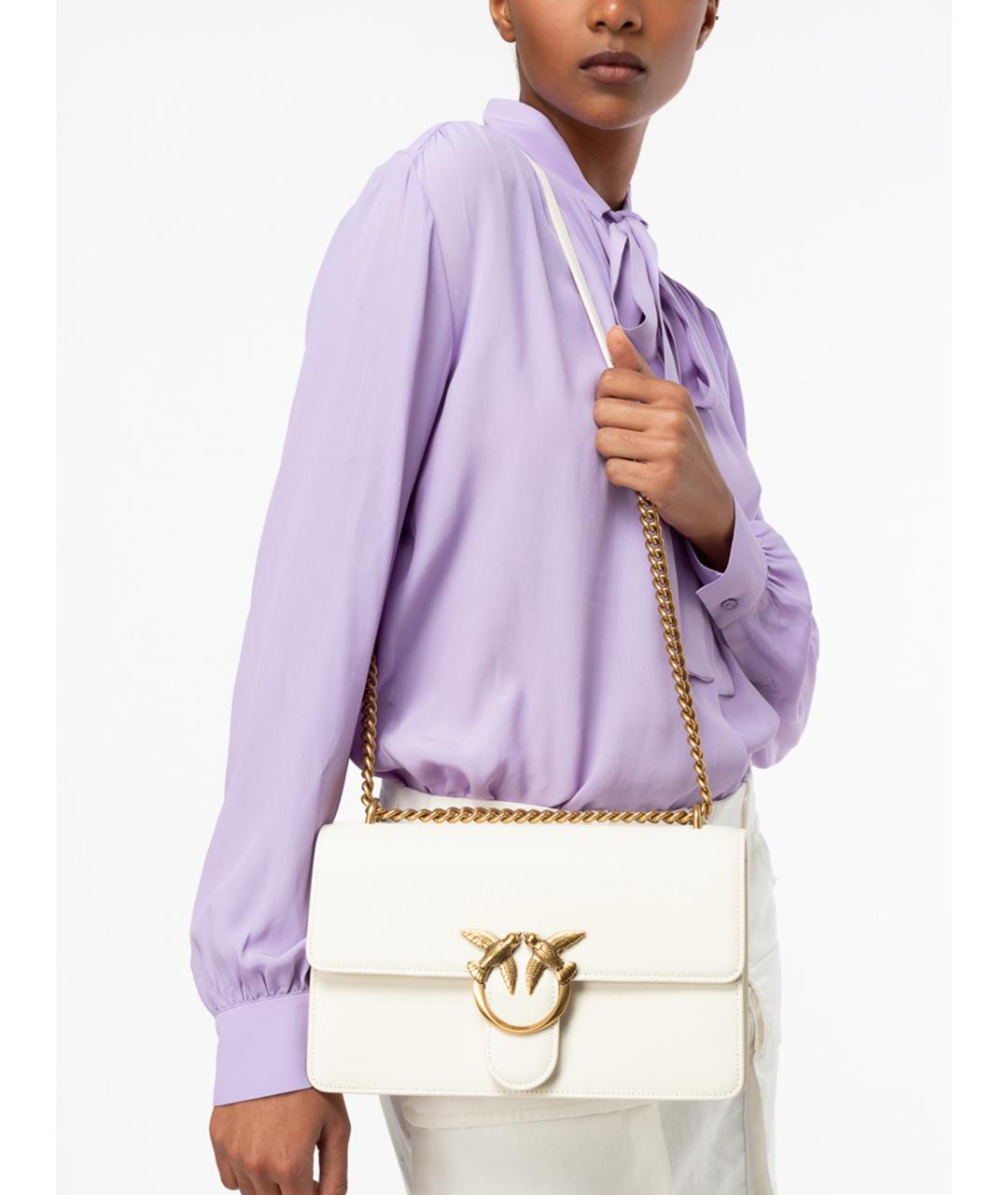 PINKO Белая кожаная сумка через плечо, фото 2