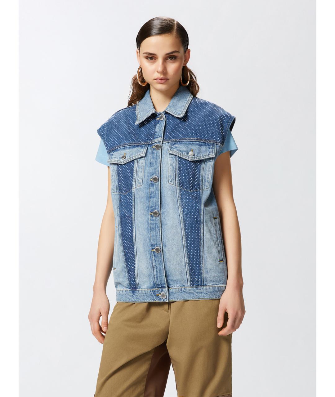 PINKO Синий хлопковый жилет, фото 3