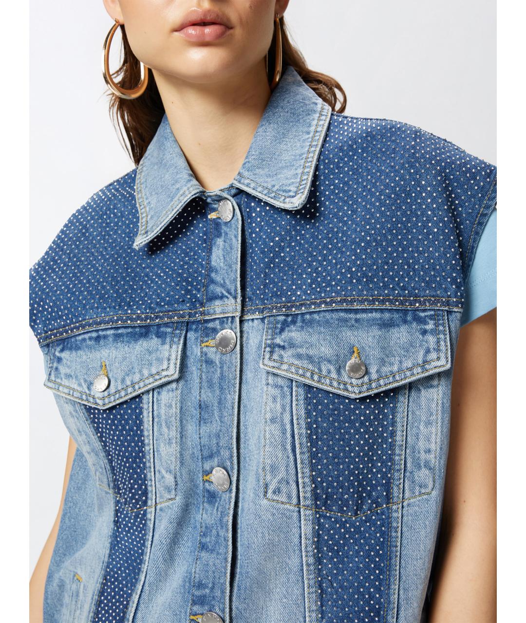 PINKO Синий хлопковый жилет, фото 5