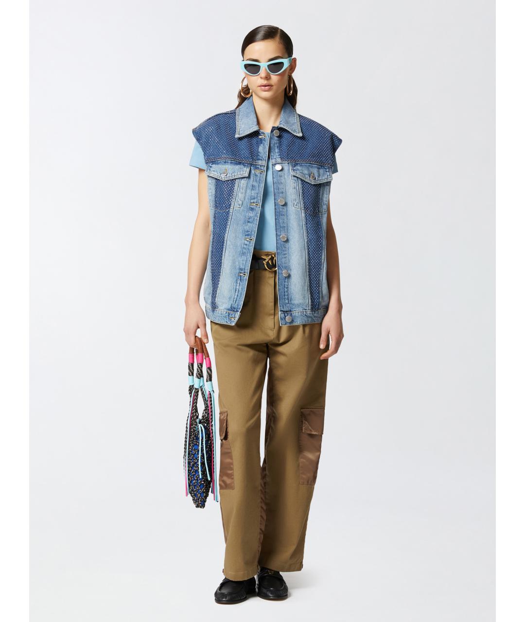 PINKO Синий хлопковый жилет, фото 2