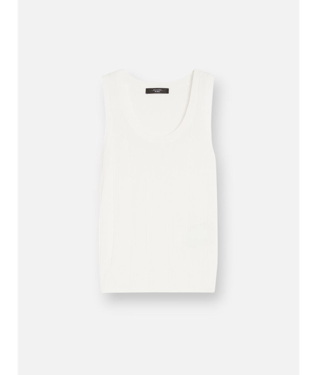 WEEKEND MAX MARA Белая вискозная майка, фото 6