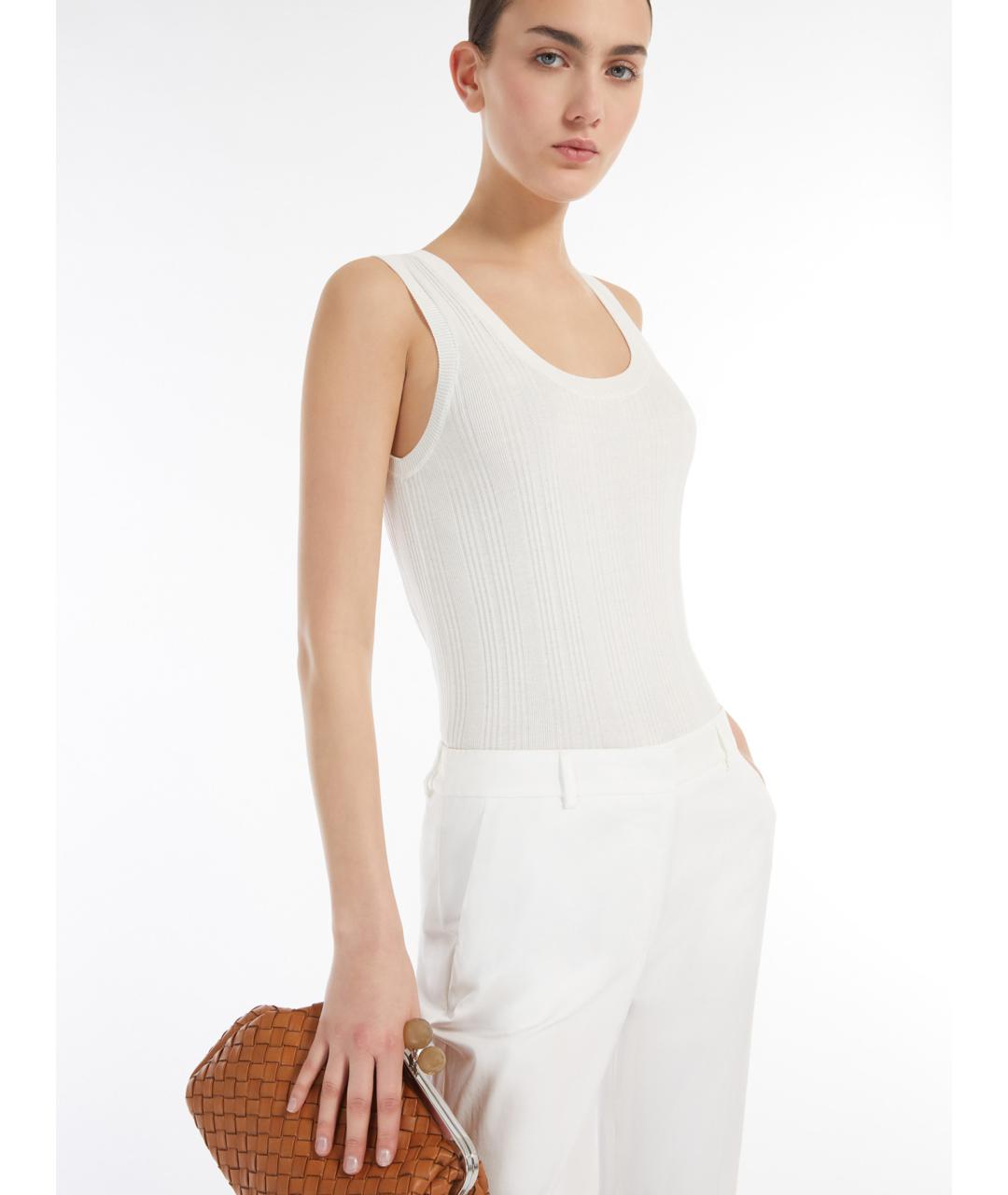 WEEKEND MAX MARA Белая вискозная майка, фото 4