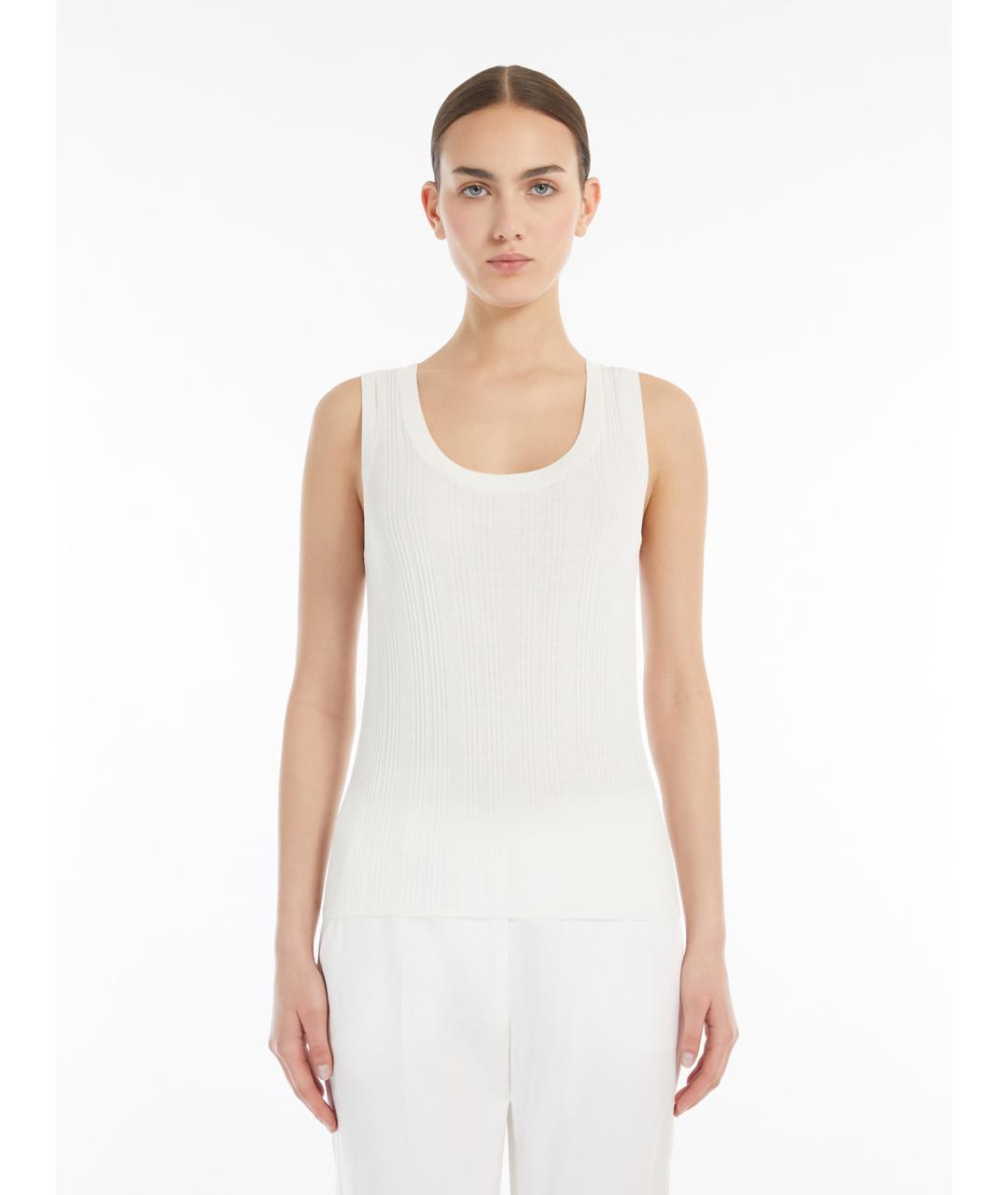 WEEKEND MAX MARA Белая вискозная майка, фото 2
