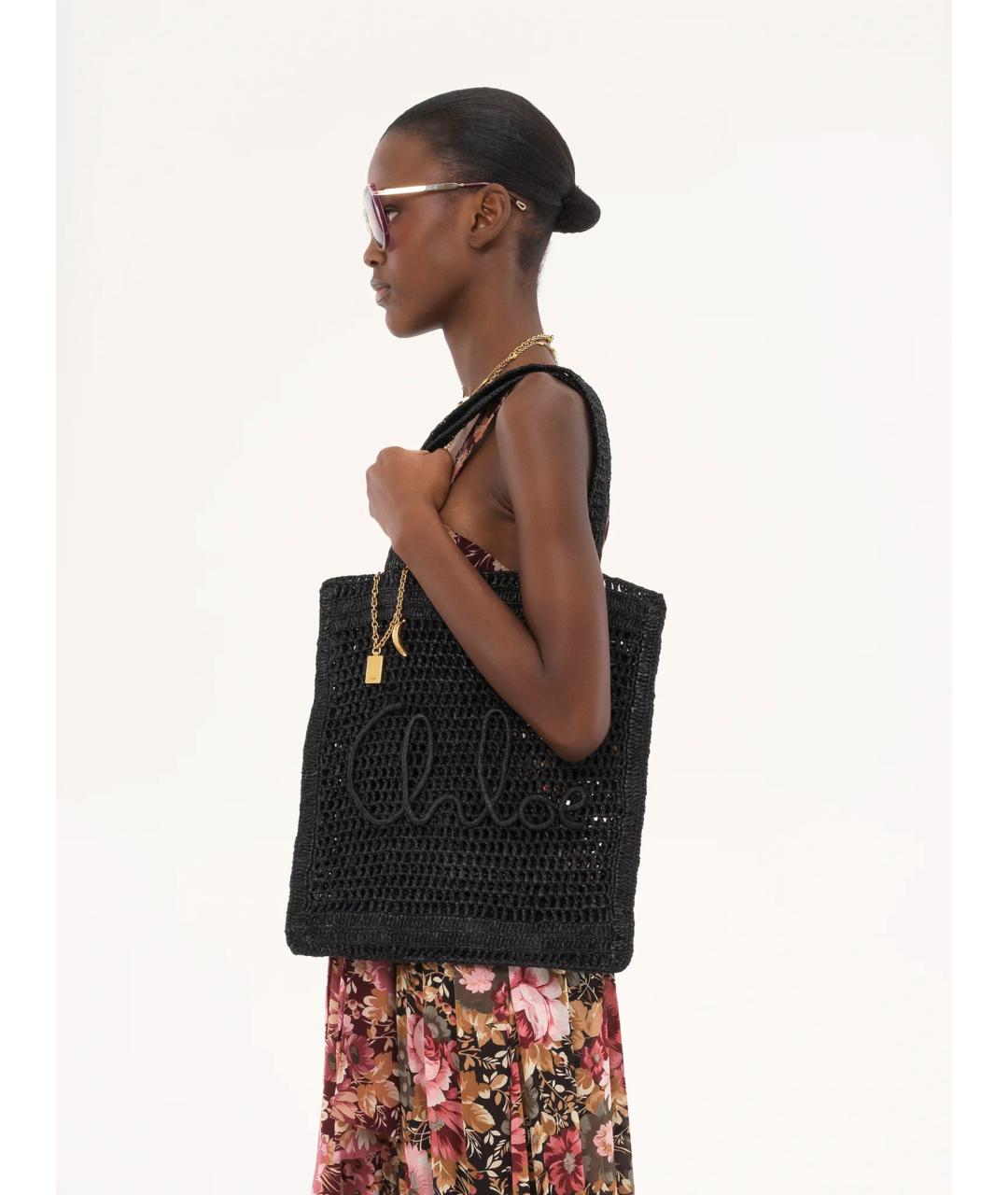 CHLOE Черная пелетеная сумка тоут, фото 2