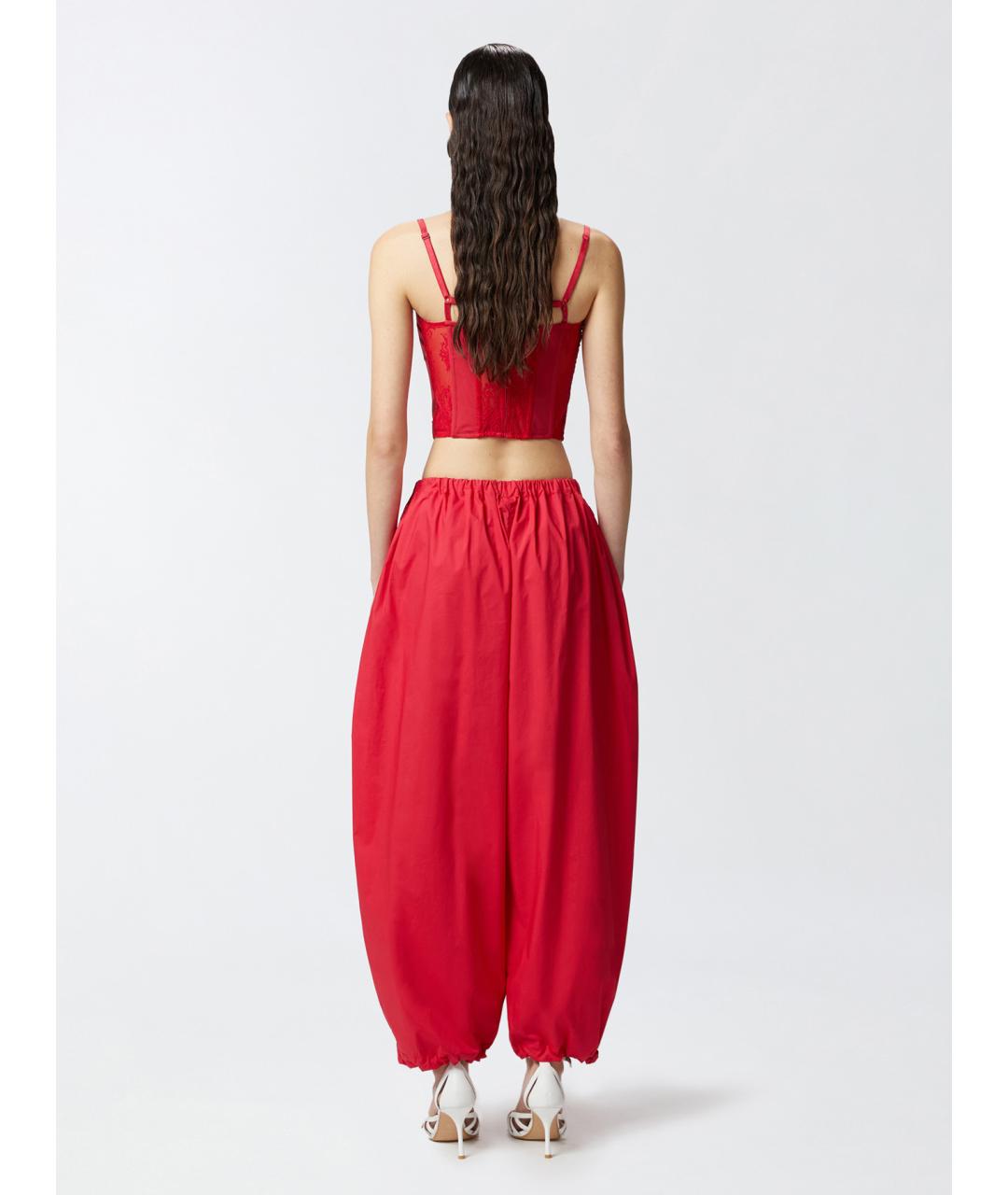 PINKO Красные хлопковые брюки широкие, фото 4