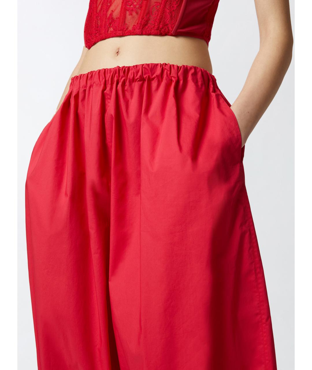 PINKO Красные хлопковые брюки широкие, фото 5