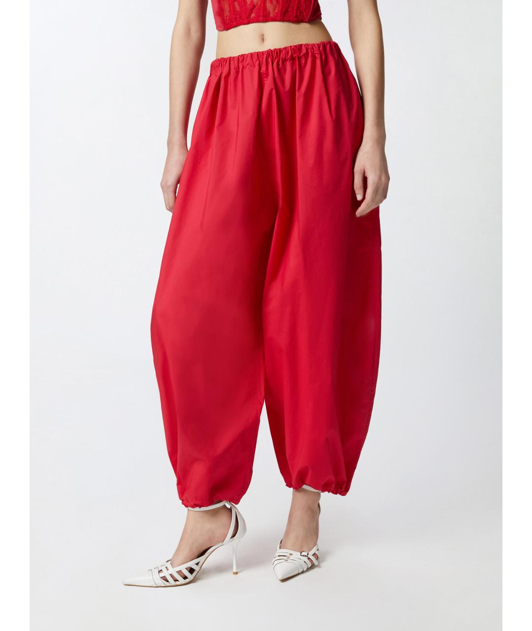 PINKO Красные хлопковые брюки широкие, фото 3