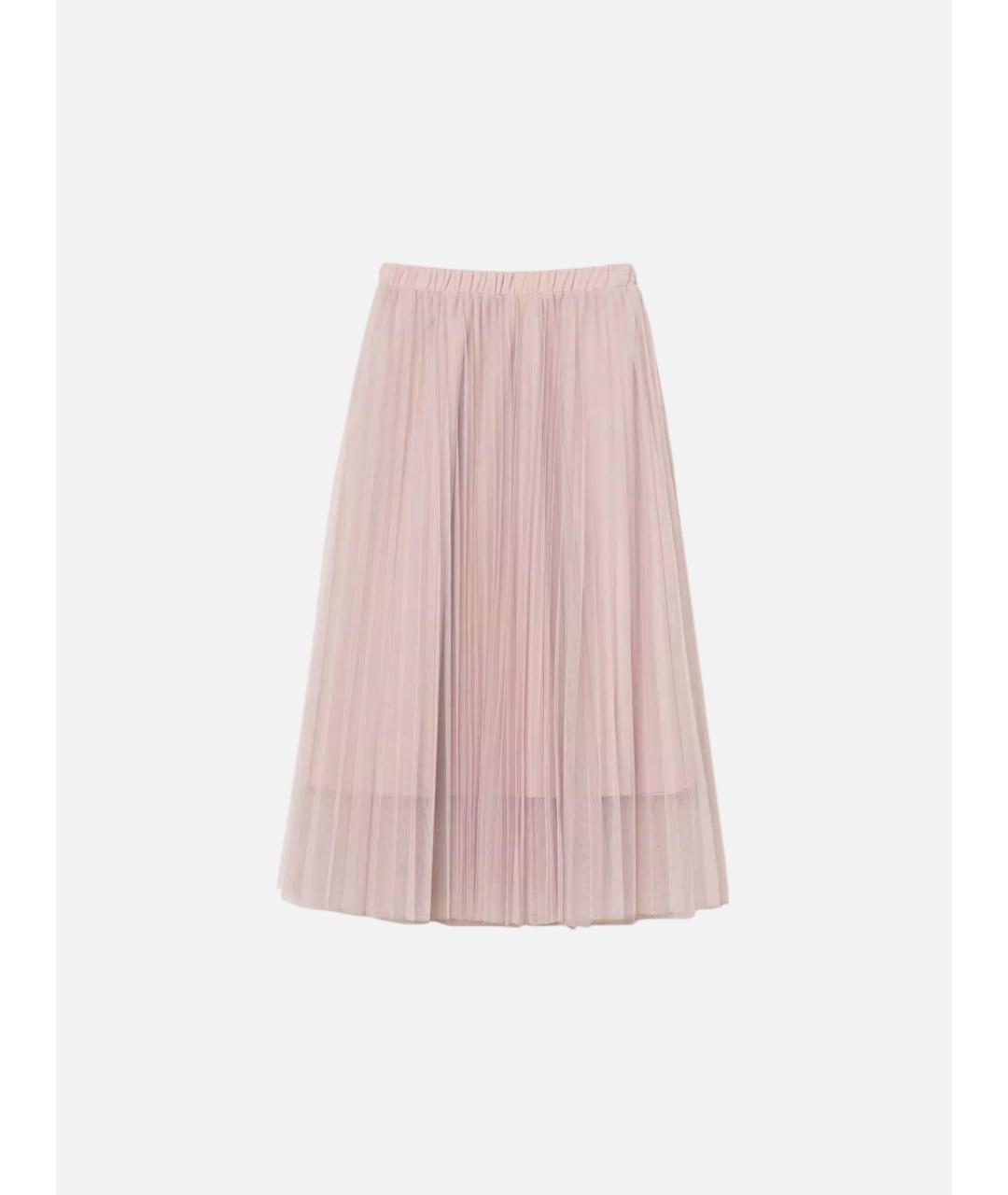 TWIN-SET Розовая полиэстеровая юбка миди, фото 1