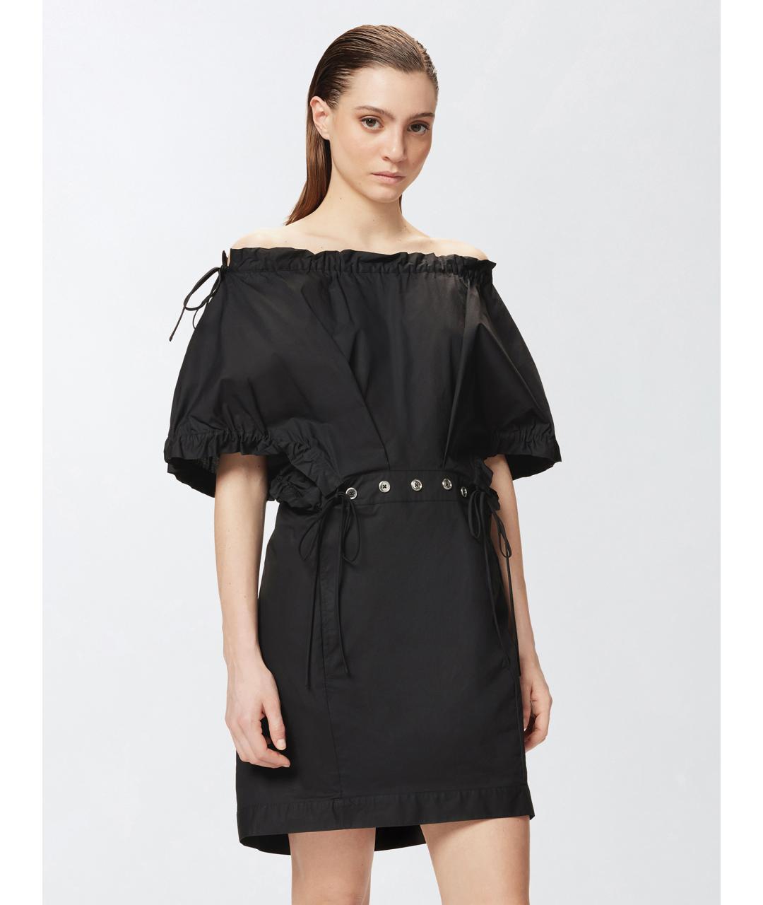 PINKO Черное хлопковое повседневное платье, фото 3