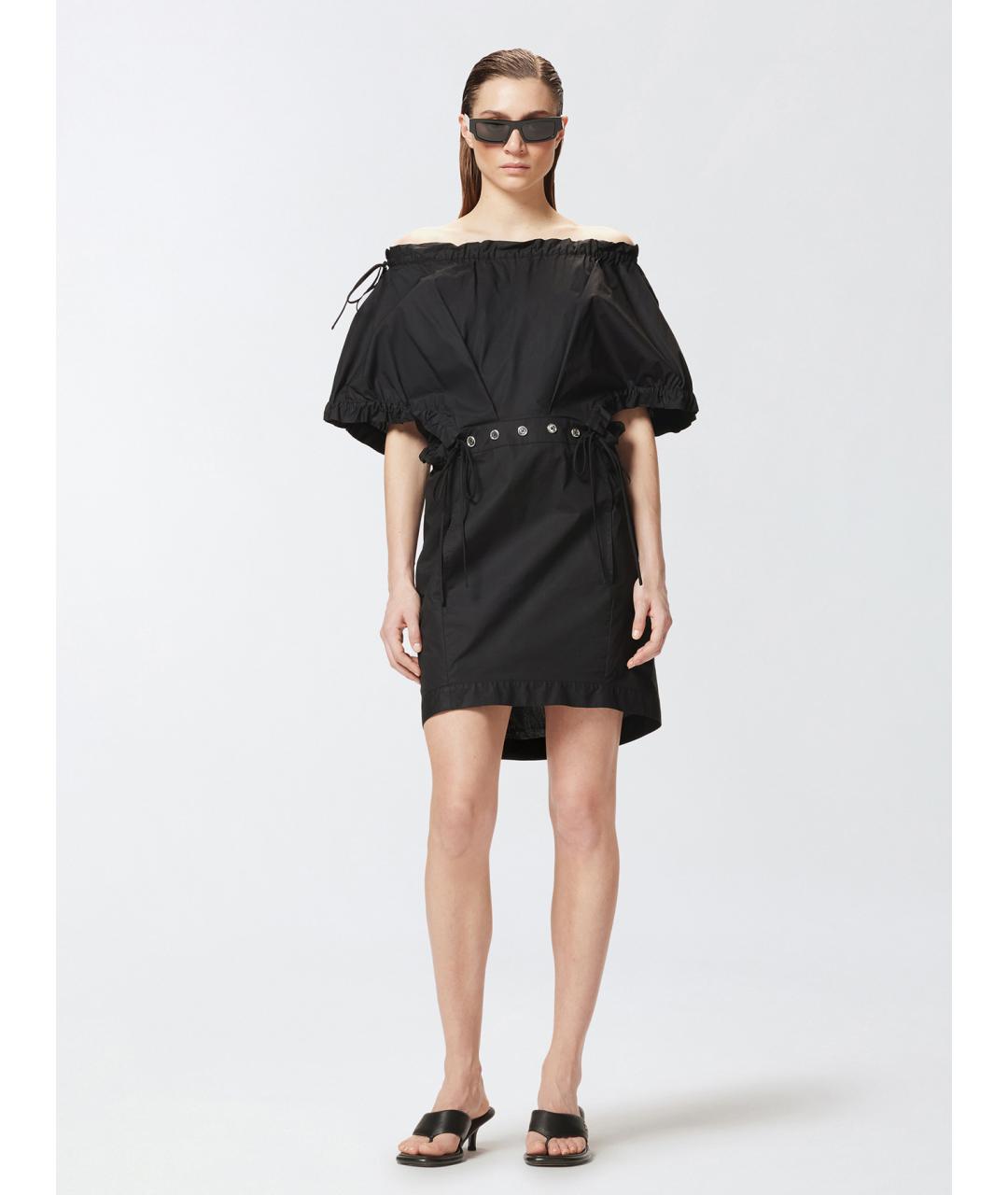 PINKO Черное хлопковое повседневное платье, фото 2