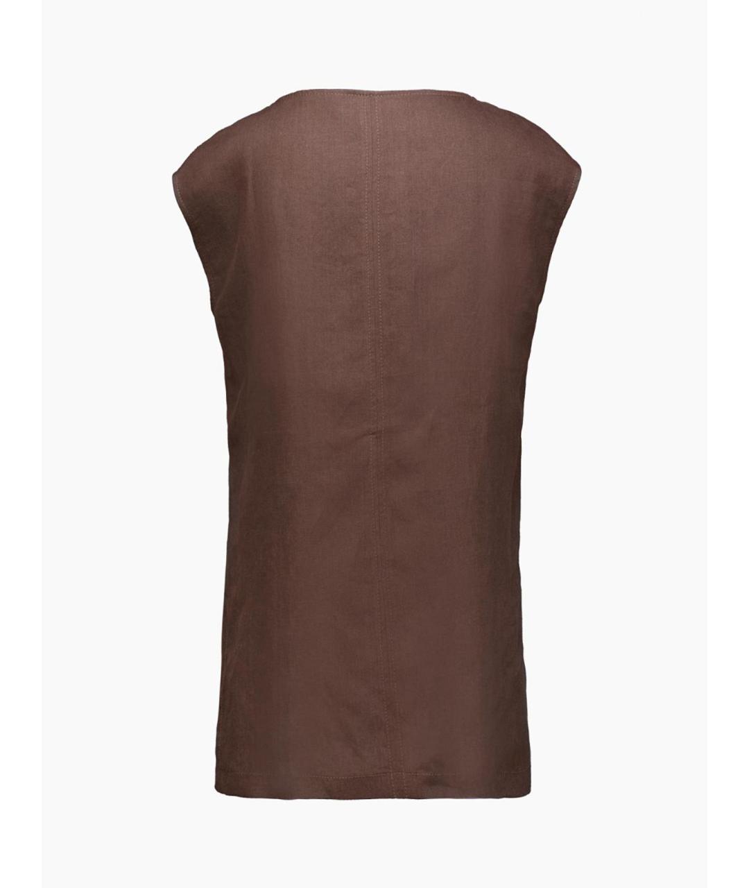 MAX MARA Коричневая льняная футболка, фото 2