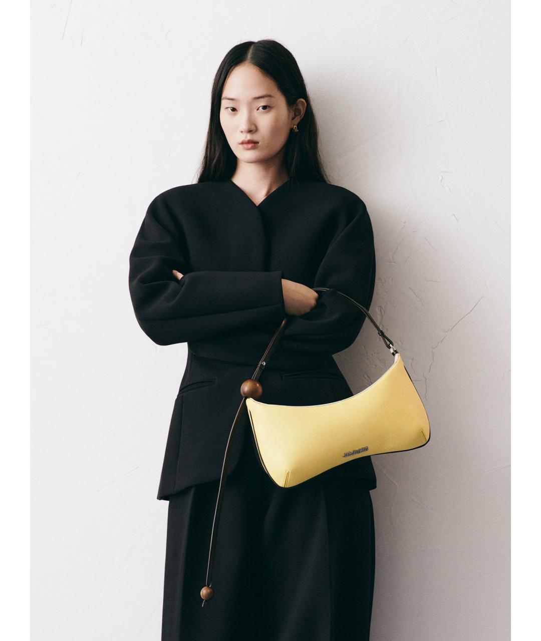 JACQUEMUS Желтая кожаная сумка через плечо, фото 2
