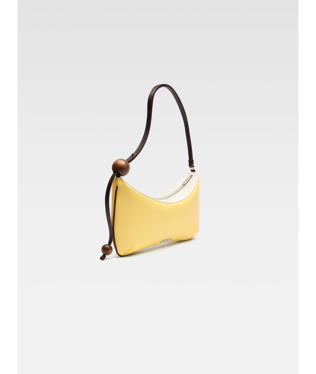 JACQUEMUS Желтая кожаная сумка через плечо, фото 3