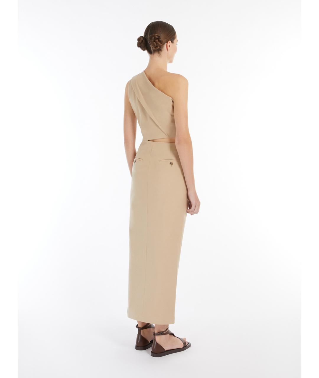 MAX MARA Бежевое хлопковое повседневное платье, фото 3