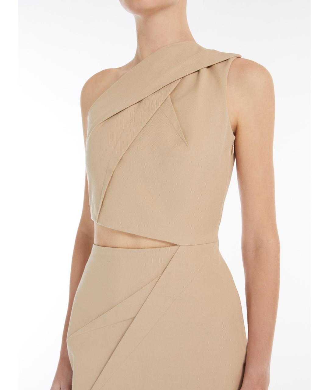 MAX MARA Бежевое хлопковое повседневное платье, фото 4