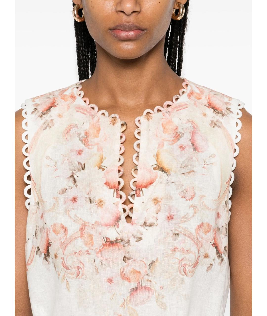 TWIN-SET Мульти льняное повседневное платье, фото 5