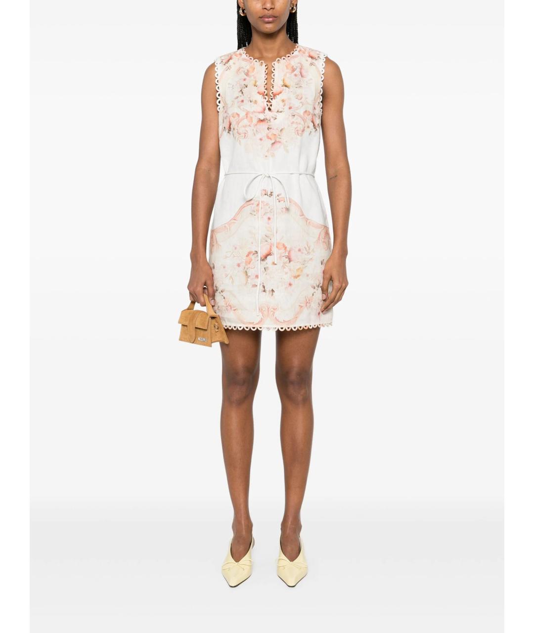 TWIN-SET Мульти льняное повседневное платье, фото 2