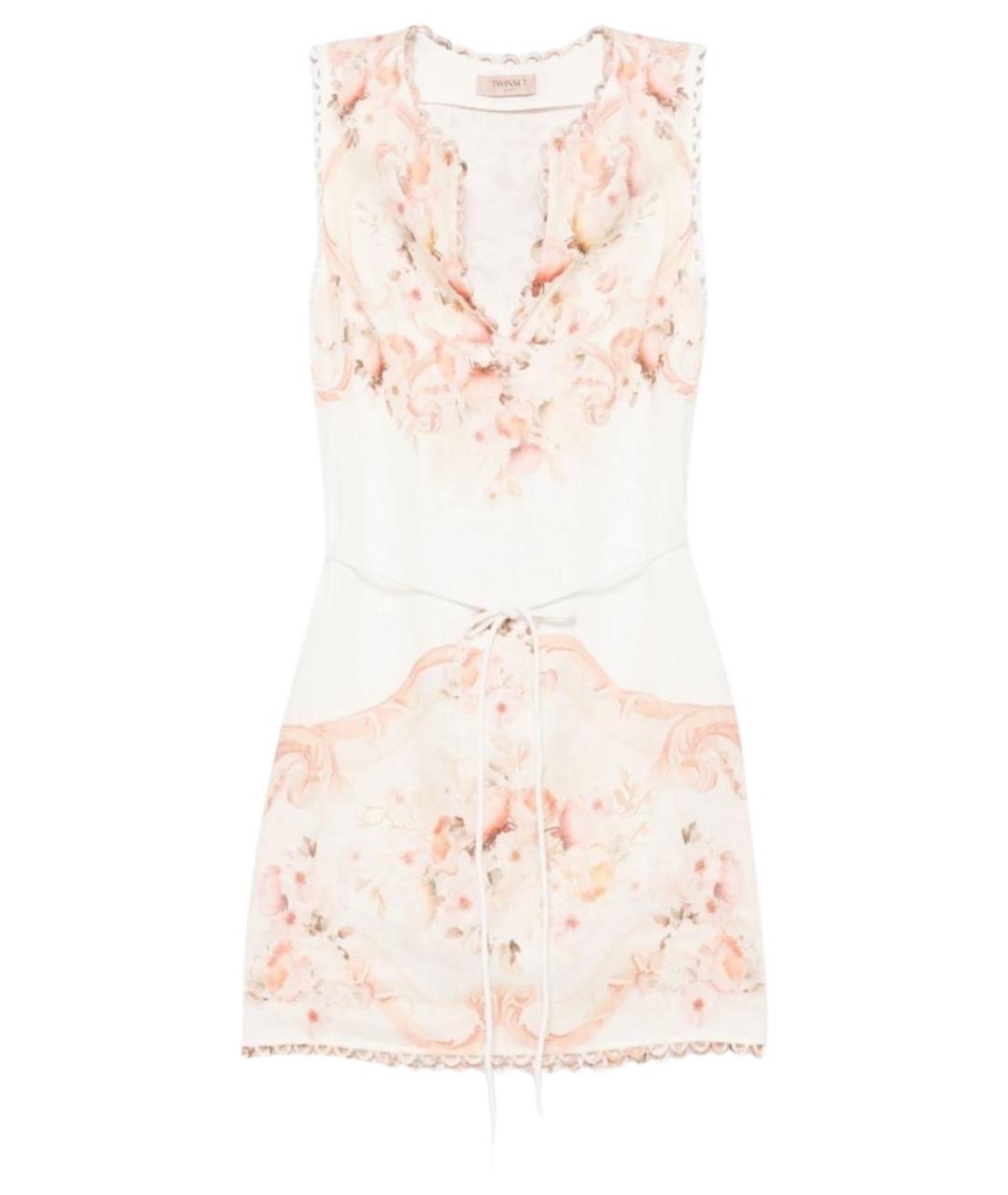 TWIN-SET Мульти льняное повседневное платье, фото 1