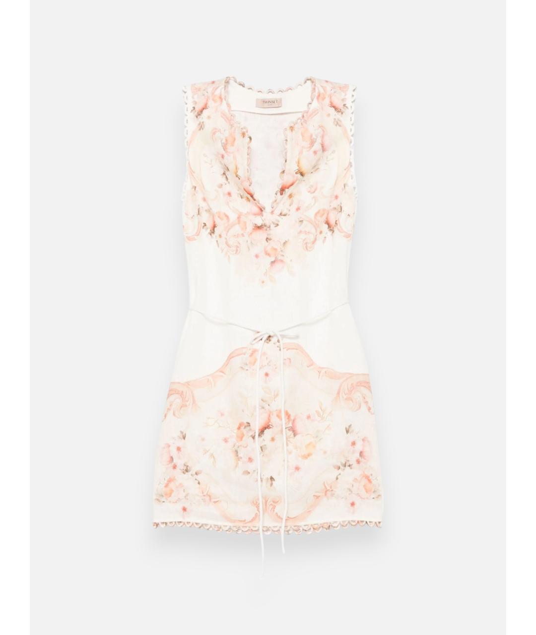 TWIN-SET Мульти льняное повседневное платье, фото 6