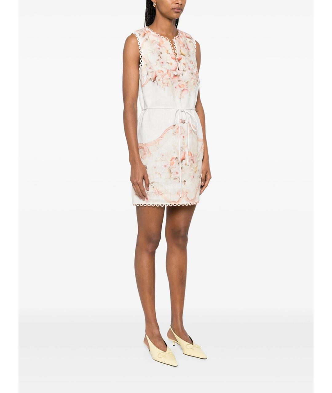 TWIN-SET Мульти льняное повседневное платье, фото 3