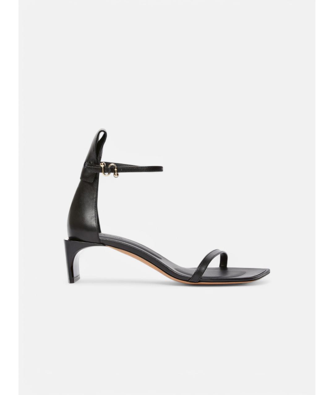 SPORTMAX Черные кожаные босоножки, фото 4