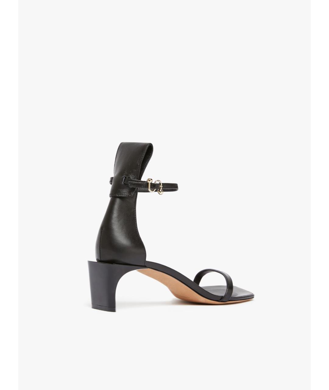 SPORTMAX Черные кожаные босоножки, фото 3
