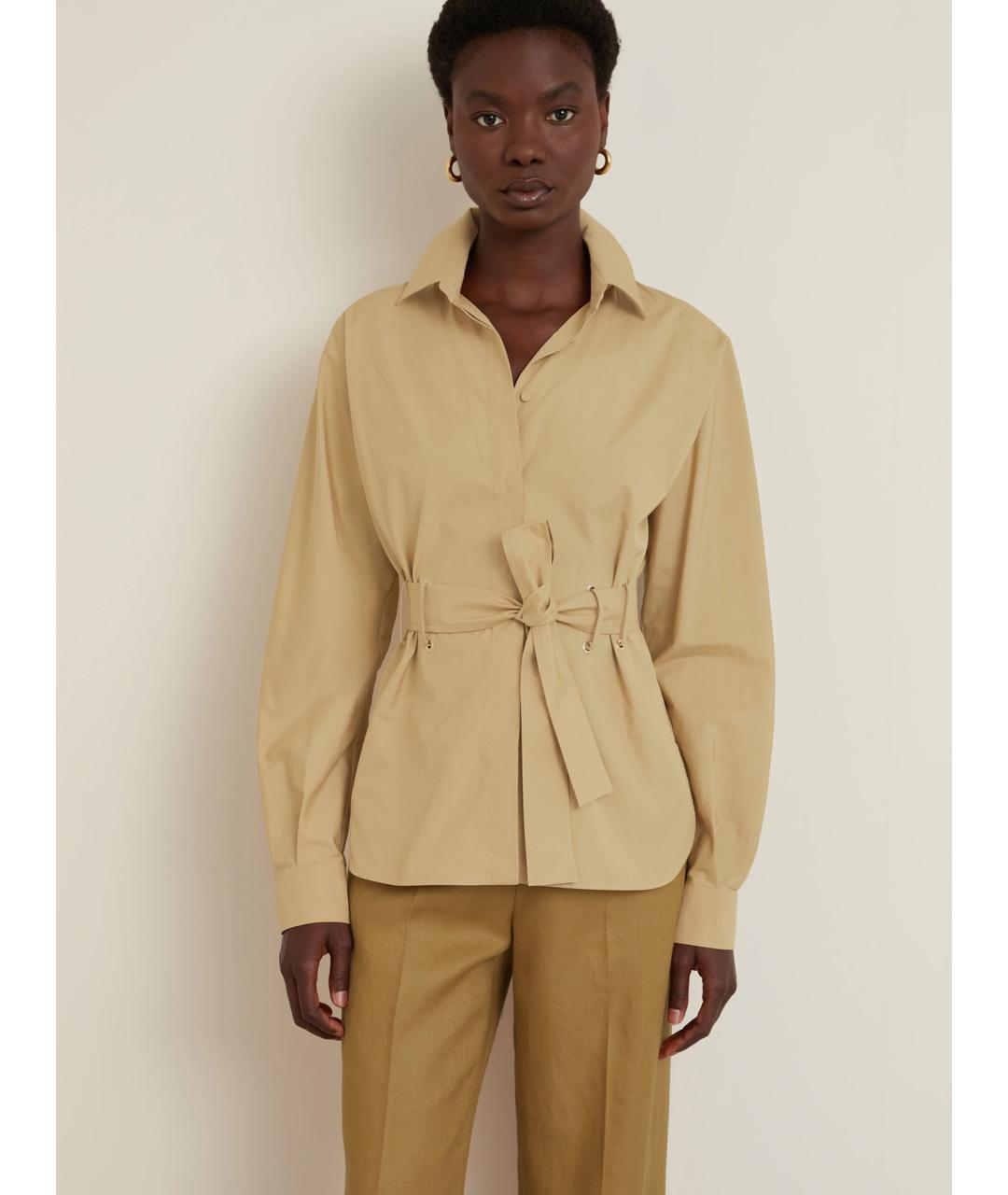 MAX MARA Бежевая хлопковая рубашка, фото 4