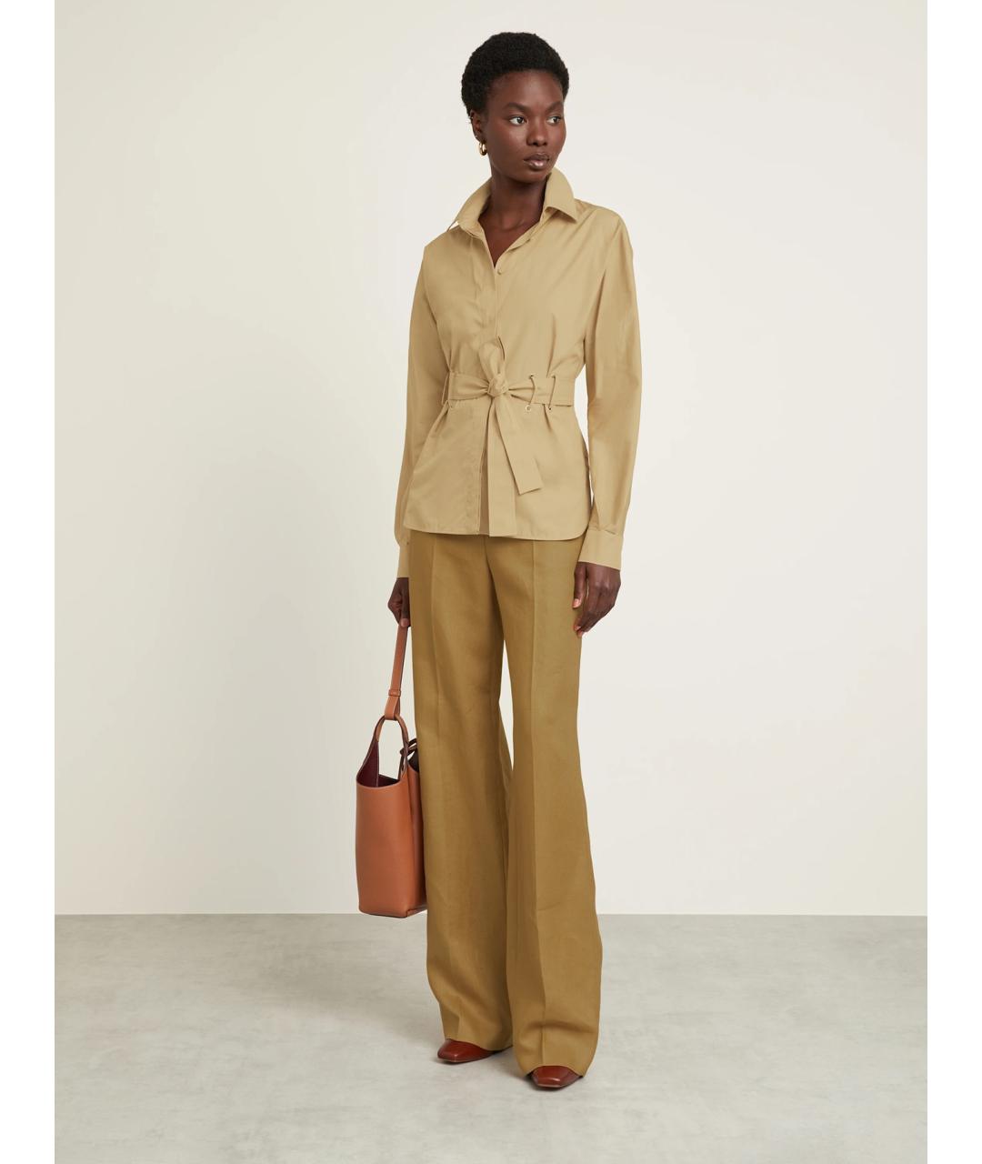 MAX MARA Бежевая хлопковая рубашка, фото 2