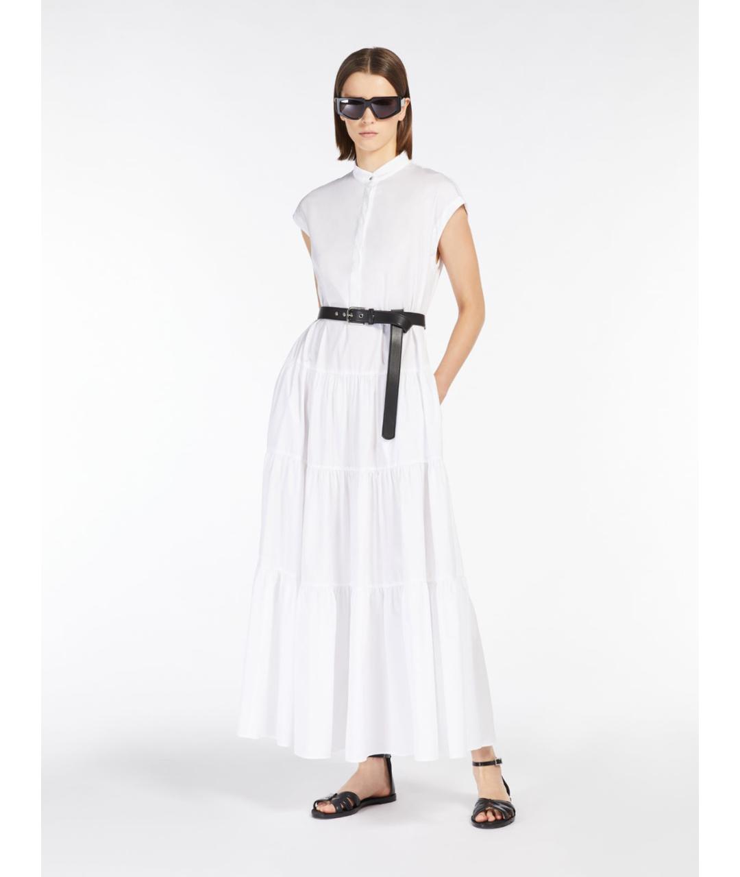 MAX MARA STUDIO Белое хлопковое повседневное платье, фото 2