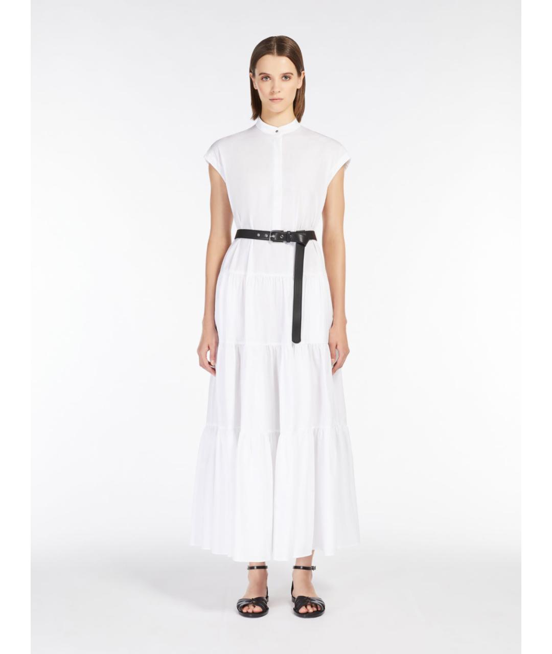 MAX MARA STUDIO Белое хлопковое повседневное платье, фото 5