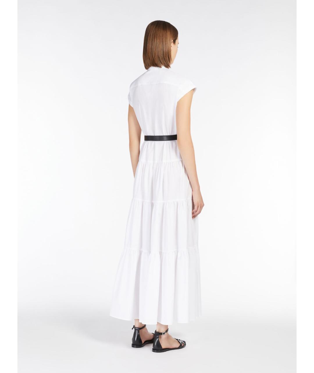MAX MARA STUDIO Белое хлопковое повседневное платье, фото 4