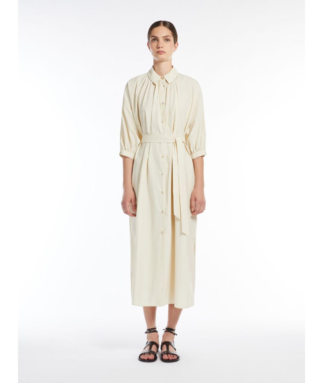 WEEKEND MAX MARA Белое хлопковое повседневное платье, фото 4