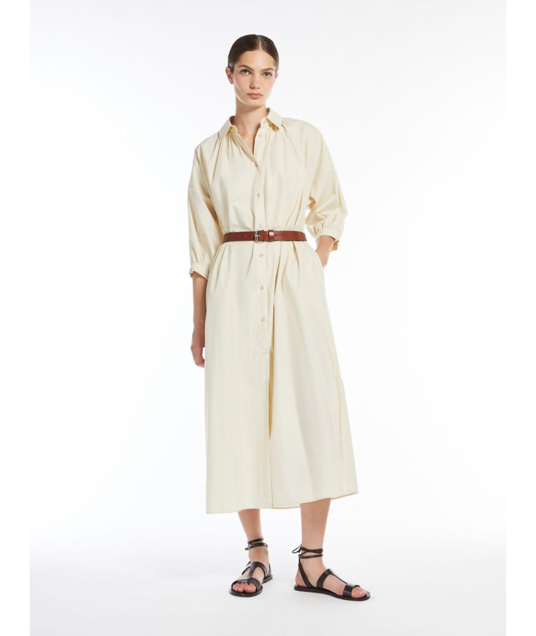 WEEKEND MAX MARA Белое хлопковое повседневное платье, фото 2