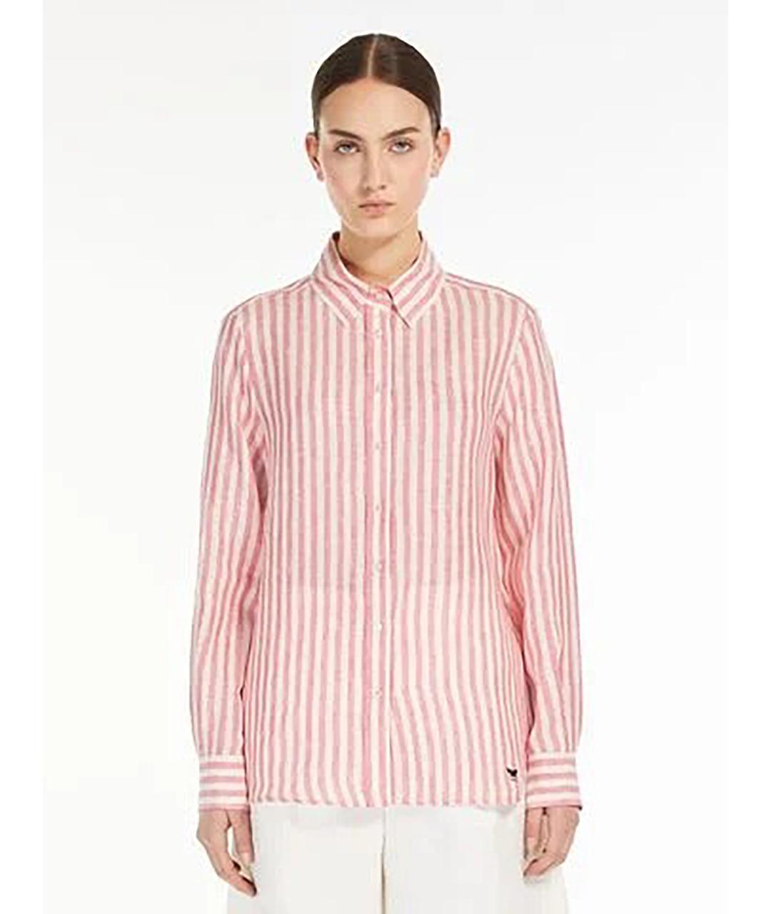 WEEKEND MAX MARA Розовая льняная рубашка, фото 2