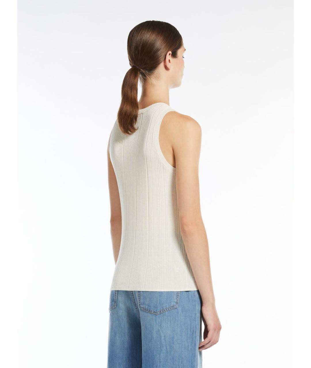 WEEKEND MAX MARA Белая вискозная майка, фото 3