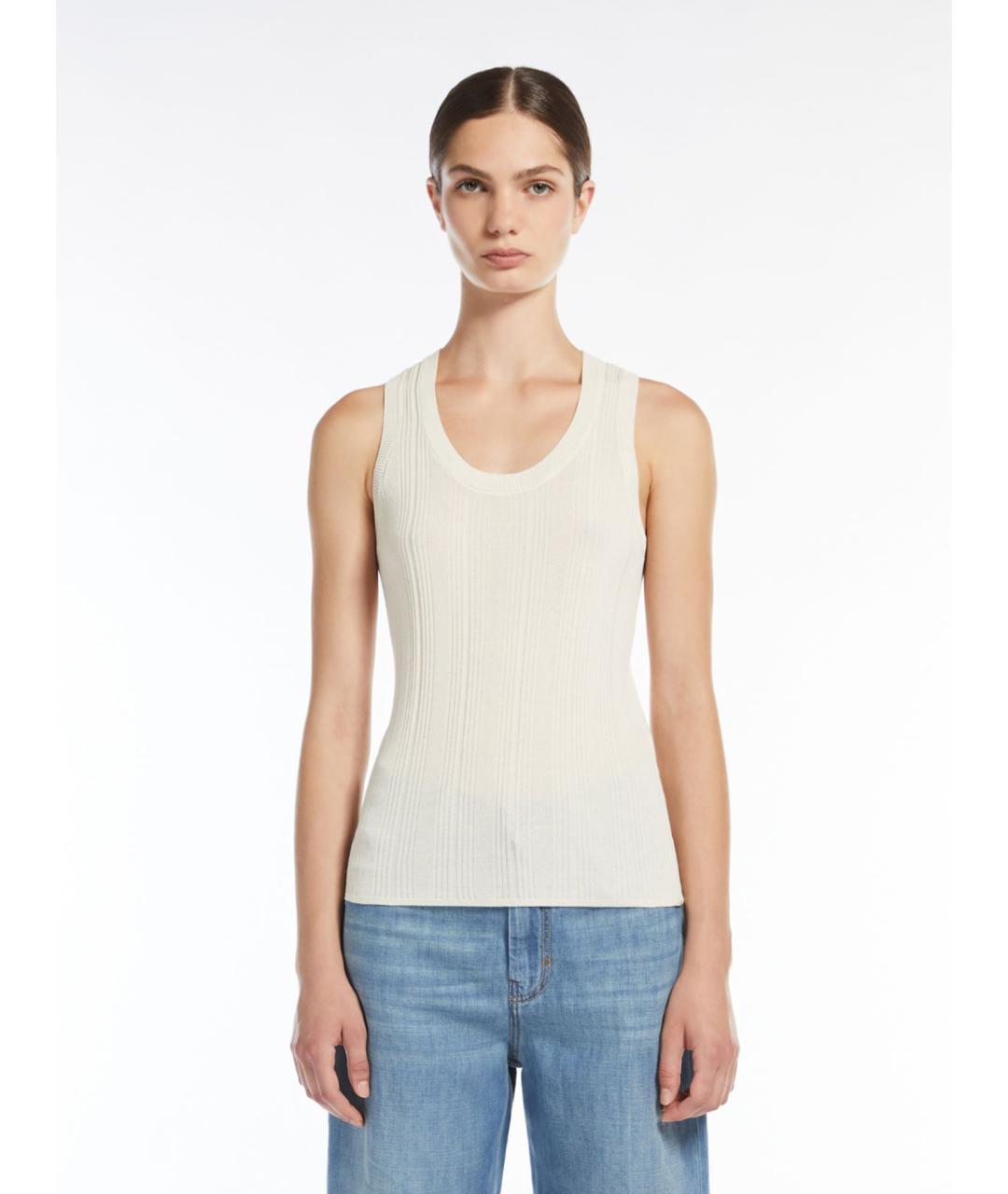 WEEKEND MAX MARA Белая вискозная майка, фото 4