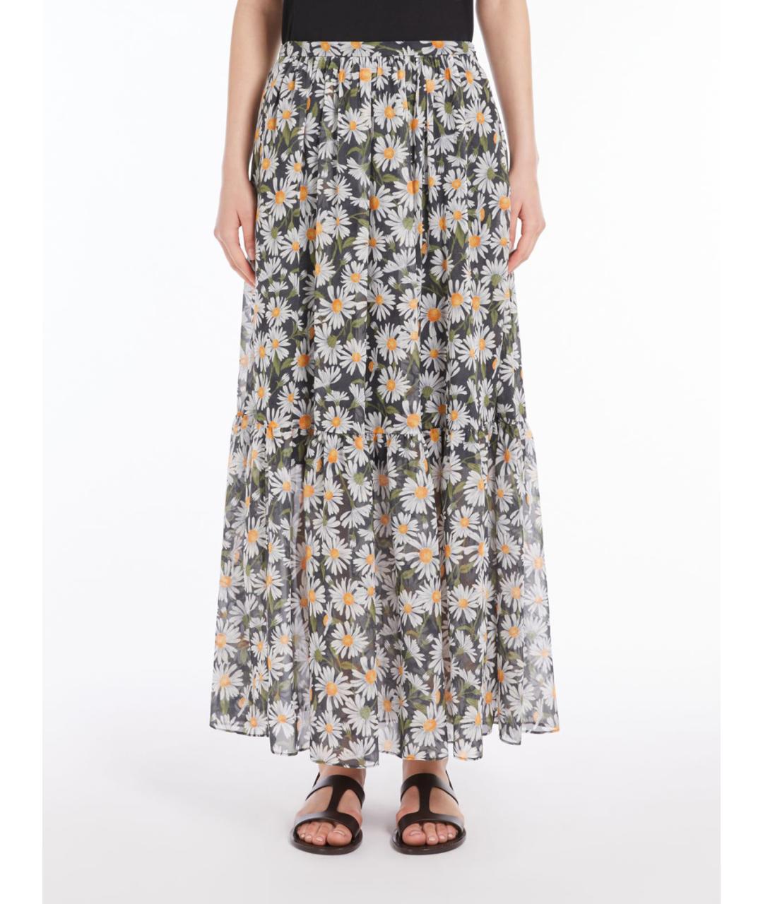 WEEKEND MAX MARA Мульти шелковая юбка макси, фото 4