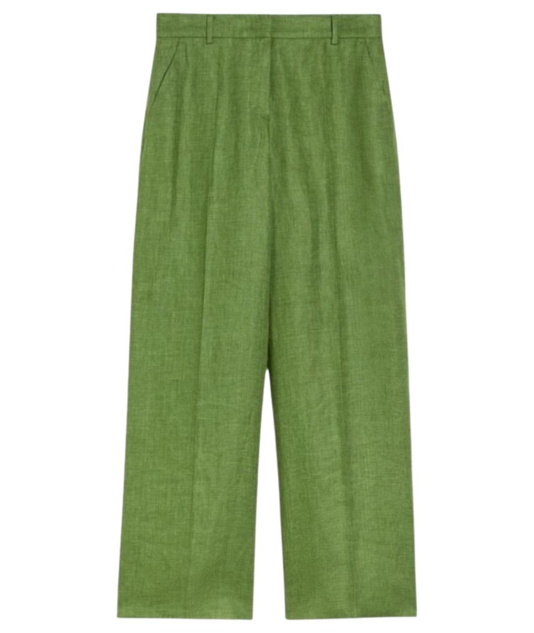 WEEKEND MAX MARA Зеленые льняные брюки широкие, фото 1