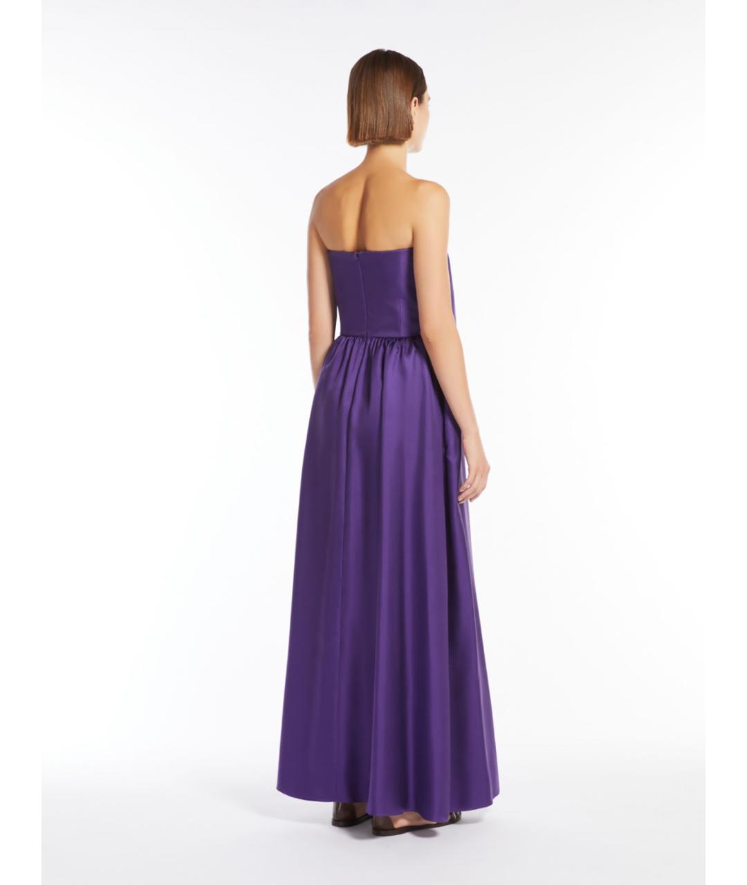 MAX MARA Фиолетовое шелковое повседневное платье, фото 3