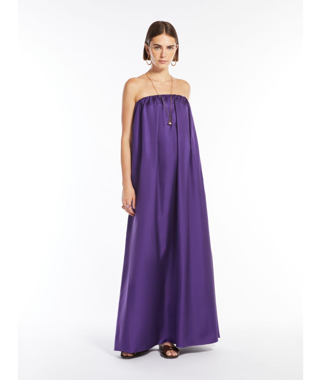 MAX MARA Фиолетовое шелковое повседневное платье, фото 2