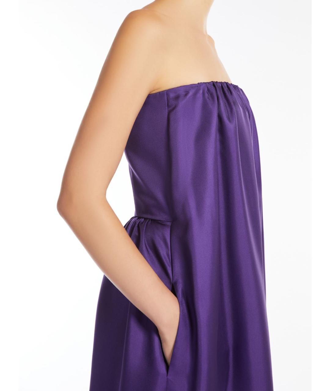 MAX MARA Фиолетовое шелковое повседневное платье, фото 4