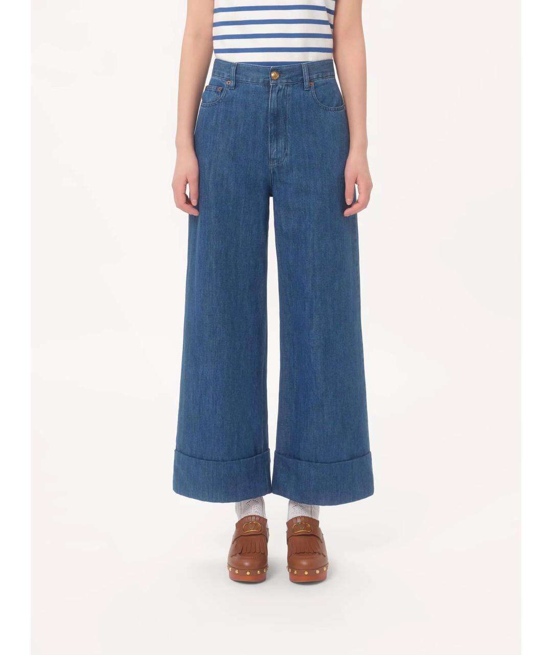 VALENTINO Синие хлопковые прямые джинсы, фото 3