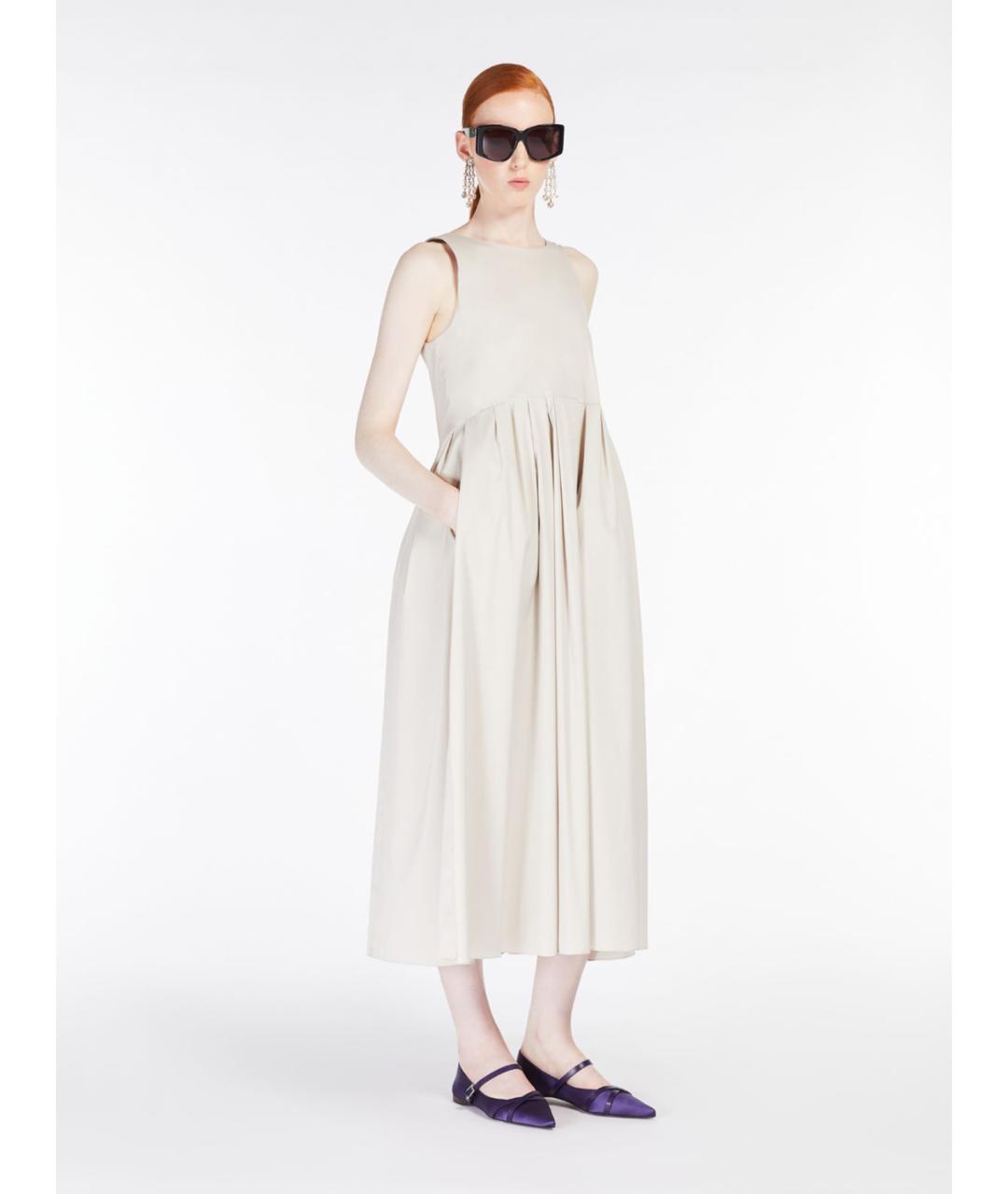 'S MAX MARA Белый хлопковый сарафан, фото 2