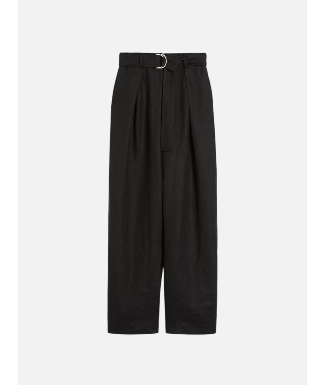'S MAX MARA Черные льняные брюки широкие, фото 5