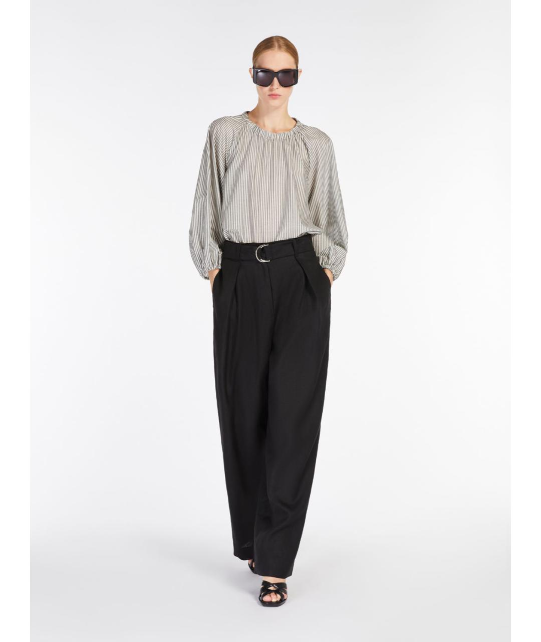 'S MAX MARA Черные льняные брюки широкие, фото 2