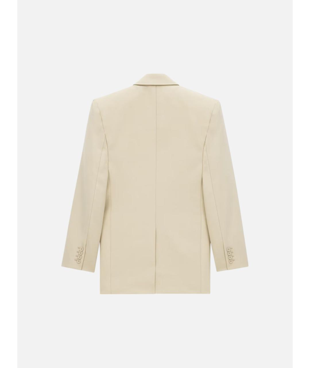 SAINT LAURENT Бежевый шерстяной жакет/пиджак, фото 3