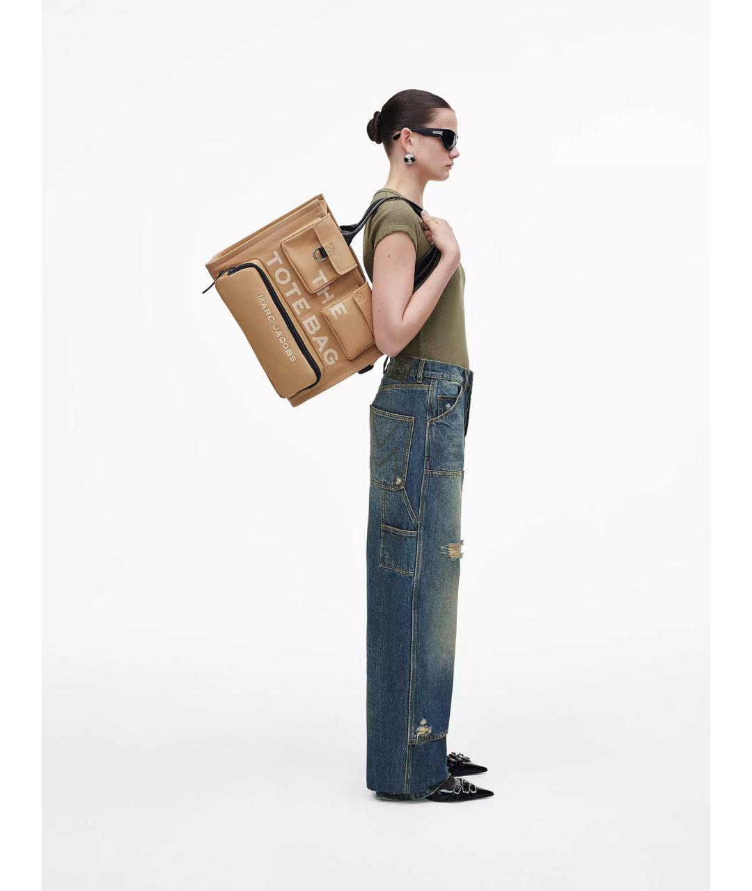 MARC JACOBS Бежевая тканевая сумка тоут, фото 2